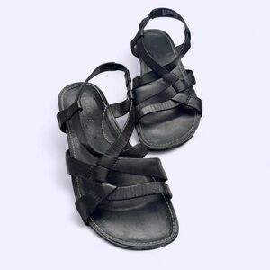 Timberland Black Leather Sandals Womens Size 8 Genuine Leather Sturdy